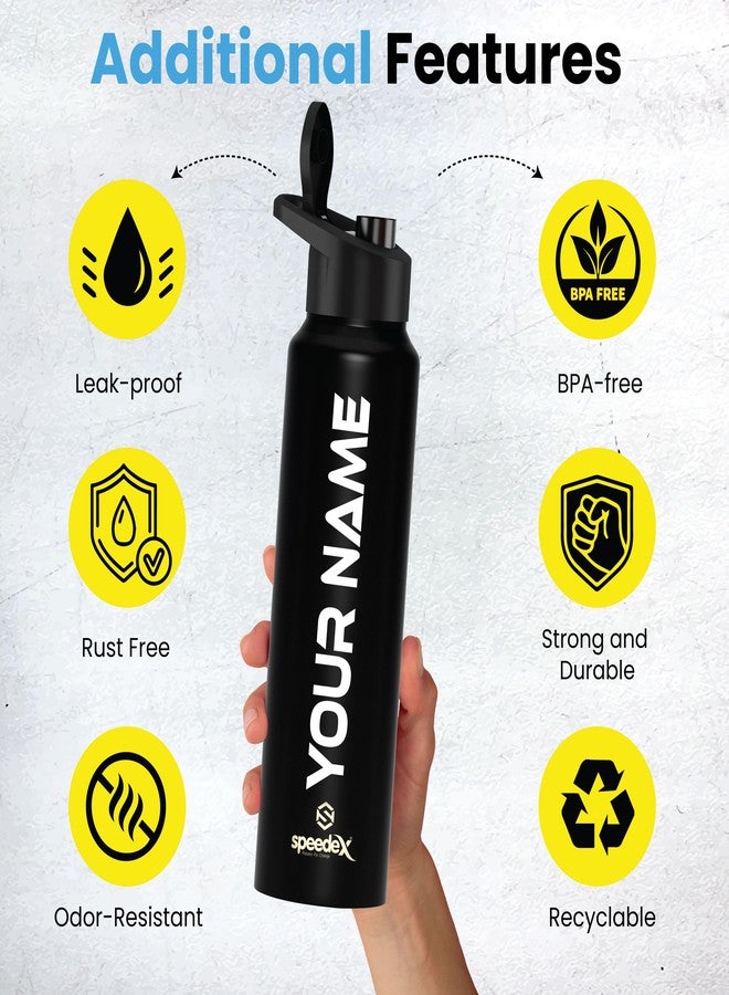 Speedex Customised Stainless Steel Water Bottle 1 Litre With Steel Cap School, Gym, Office Bottles - Personalised Gifts for Boys & Girls, Men, Women, Kids, Fridge 1000 ml - 1Ltr (BLACK SIPPER, 1000ML) - Image 5